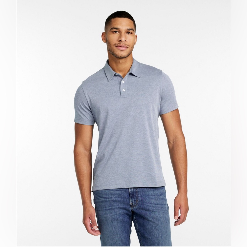 LL Bean Mens XXL Tall Light Blue Short Sleeve Cotton Polo‎ Shirt 298626